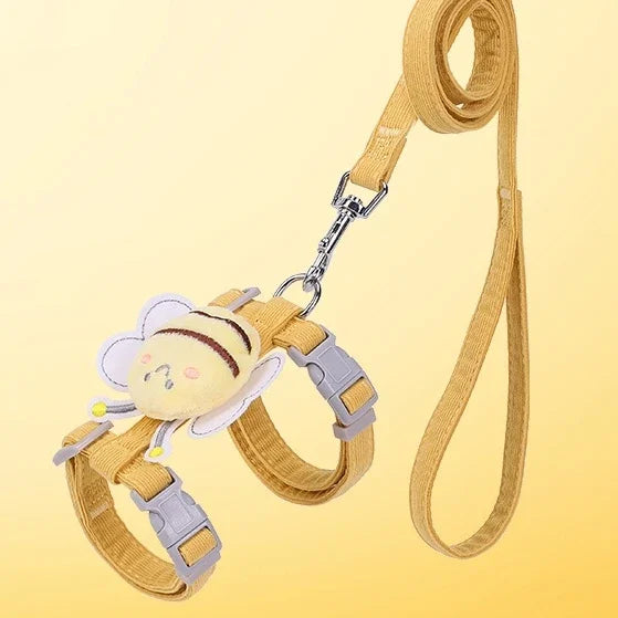 Bee Cat Harness & Leash Set – Adjustable Escape-Proof Walking Vest for Cats & Small Dogs