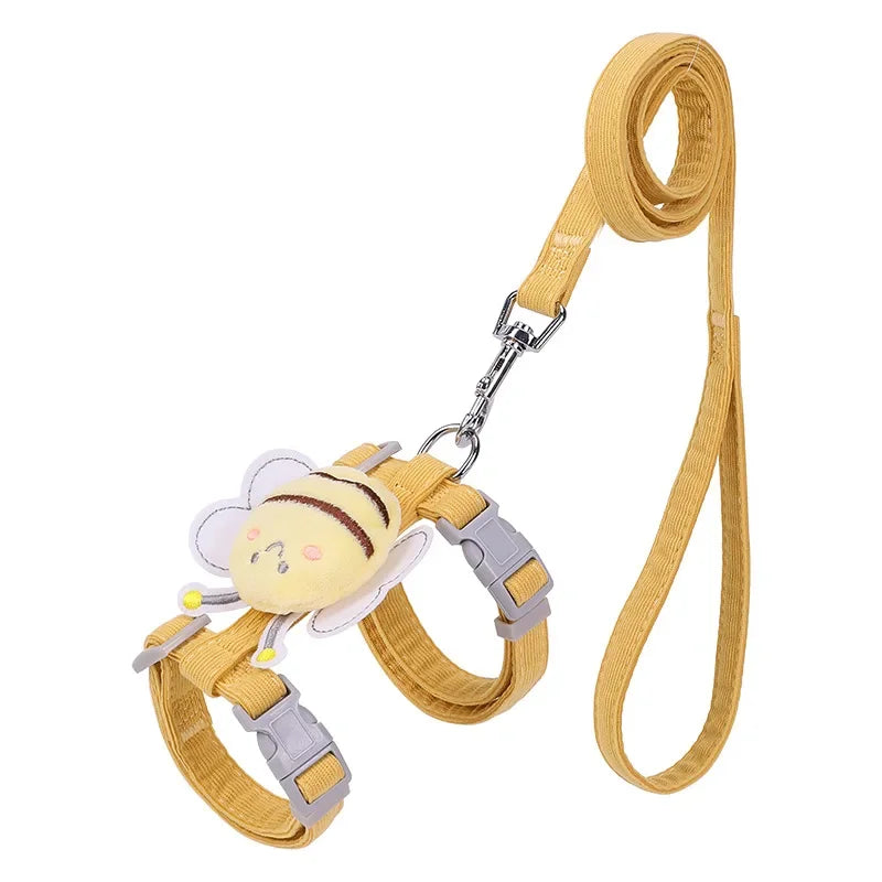Bee Cat Harness & Leash Set – Adjustable Escape-Proof Walking Vest for Cats & Small Dogs