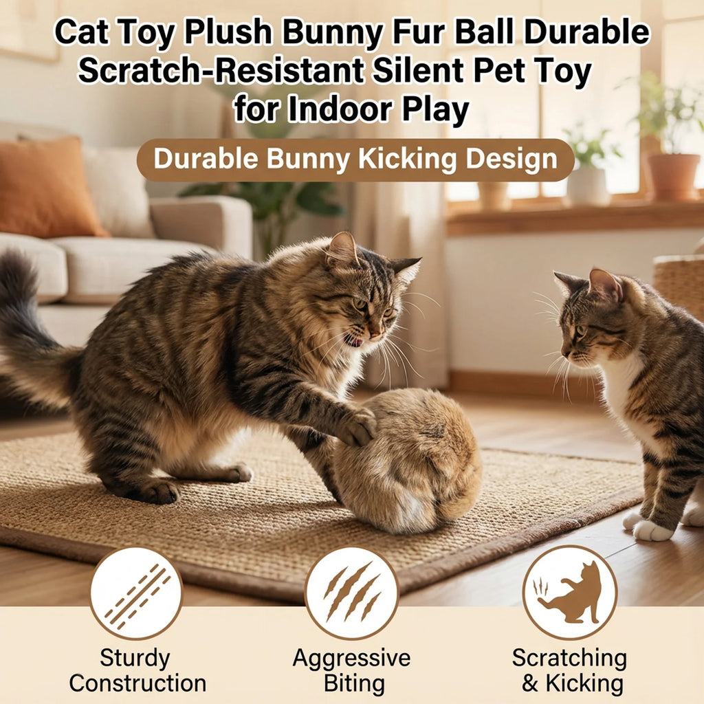 Catnip Rabbit Fur Ball Cat Toy – Interactive Plush Chaser | Set of 1, 2, 3 or 6