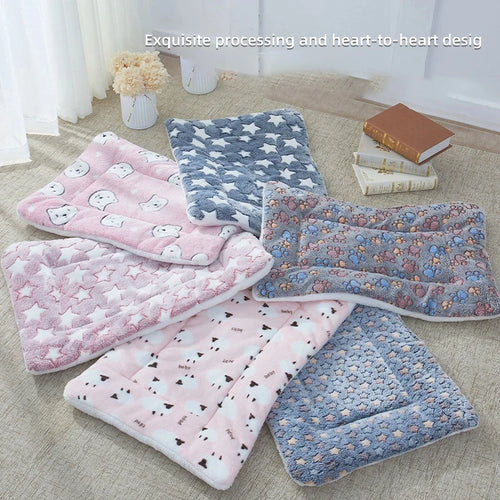 Flannel Pet Sleeping Mat – Soft Washable Dog & Cat Bed Cushion | Sizes XS–XXL