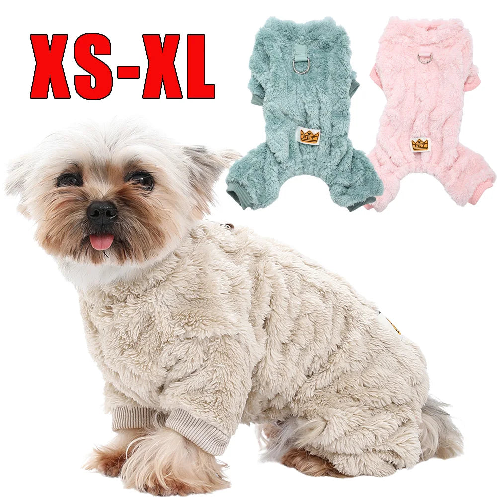 Cozy Fleece Pet Jumpsuit – Warm Winter Clothes for Small Dogs & Cats | Sizes XS–XL