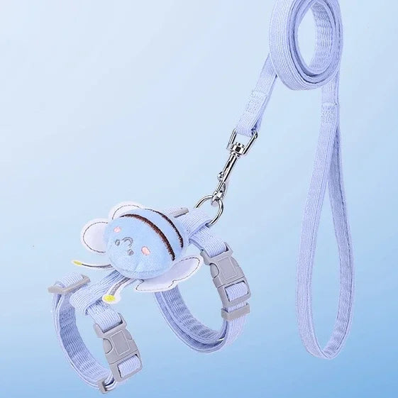 Bee Cat Harness & Leash Set – Adjustable Escape-Proof Walking Vest for Cats & Small Dogs